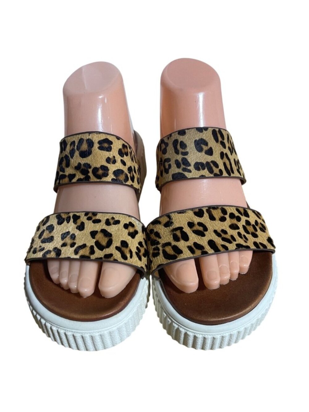 MIA Altered State Womens Leopard Platform Sandals Double Strap Slide Sz 9